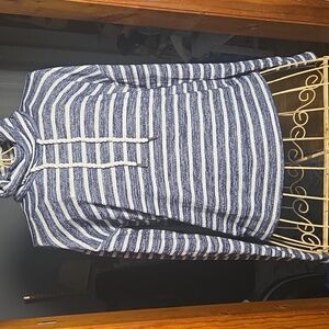 Banana Republic Blue + White Striped  Nautical Turtleneck/Cowl Top Size XS